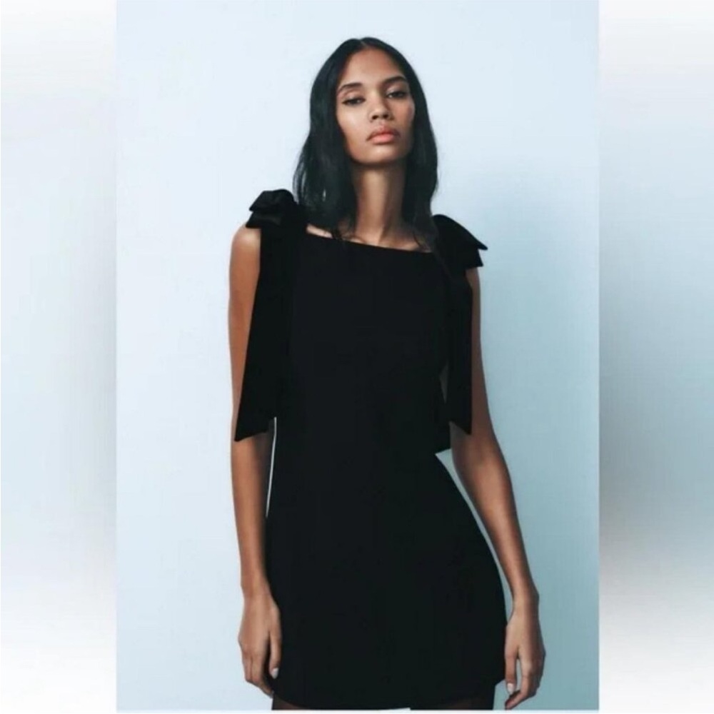 NWT Zara Velvet Bows Dress M